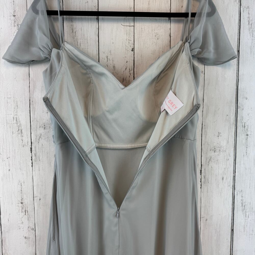 Birdy Grey Dove Gray Chiffon Devin Convertible Bridesmaid Dress With Slit Large - Picture 7 of 16